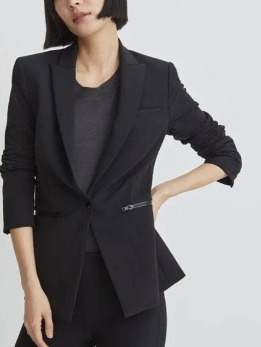 Veronica Beard Iconic Scuba Dickey Jacket Black Wrinkle Free Single Breasted  2